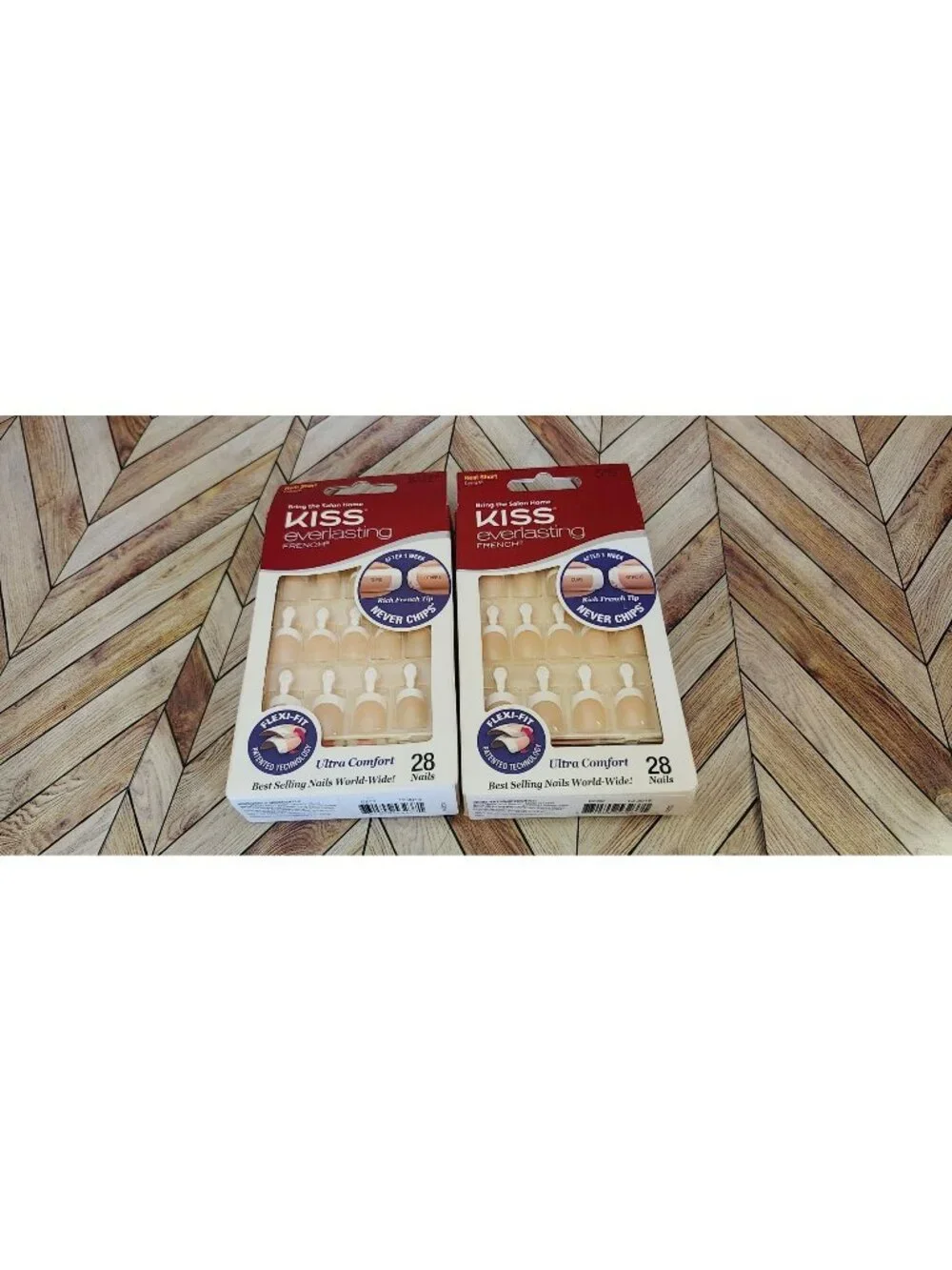 2 Kiss Everlasting French Real Short 28 Pc Glue On Nail Kit Always EF02 53237